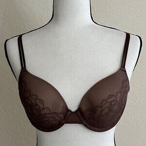 Wacoal Stark Beauty Bra 34C Brown Underwire Contour Padded Cups 853225